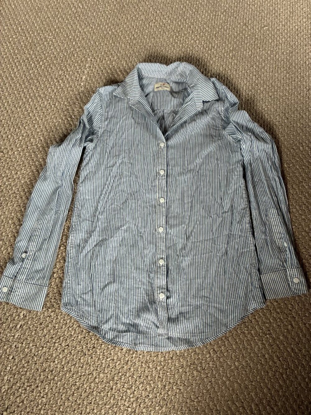 Marine Layer Jane California Stripe Poplin Button-Up Shirt Small